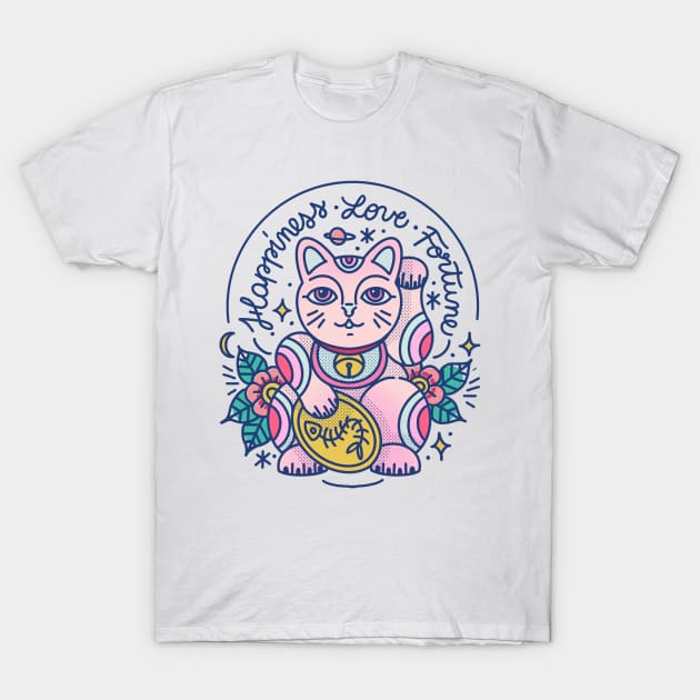 Maneki neko lucky cat T-Shirt by Paolavk